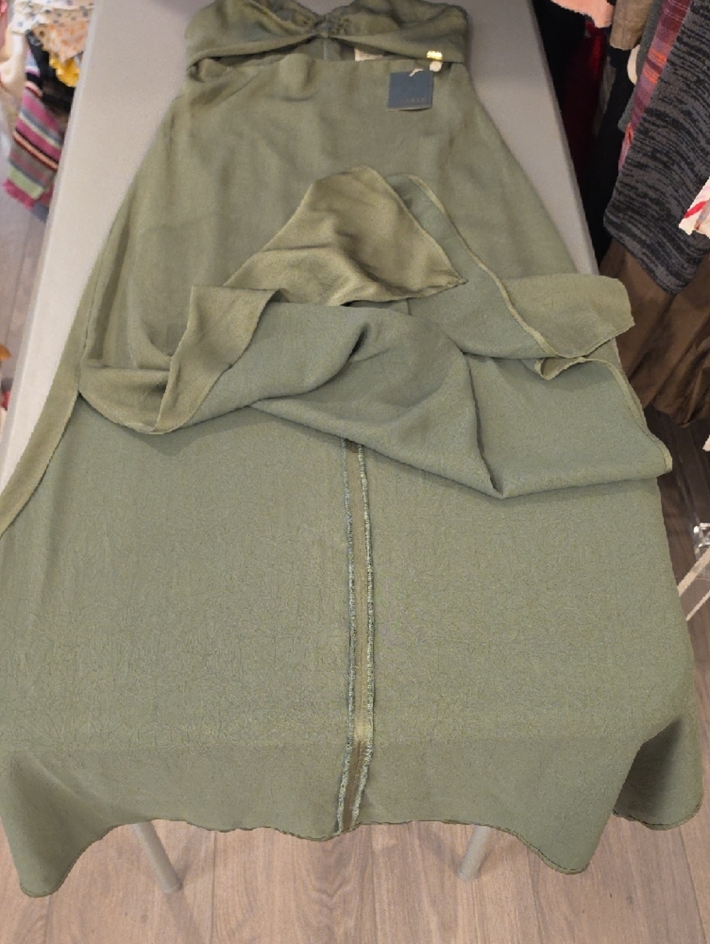 Boamar olive color Cutout Maxi Dress with Keyhole Front size S. New with tags - Picture 7 of 8